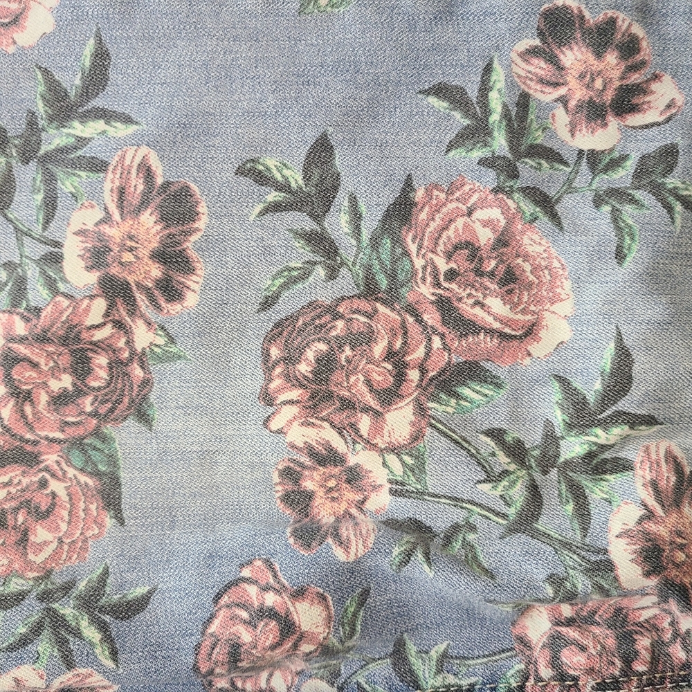 Vintage America Floral Skinny Jeans Rose Print Denim Women 10 Cottagecore Spring - Picture 2 of 11